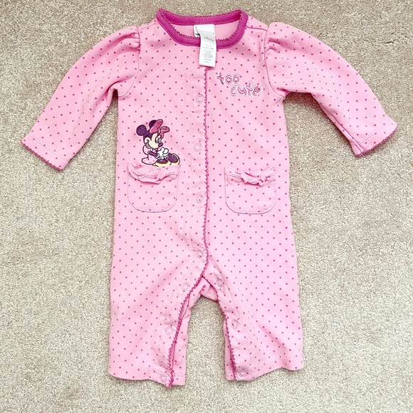 Disney Other - Pink polka dot ruffled Minnie Mouse coveralls